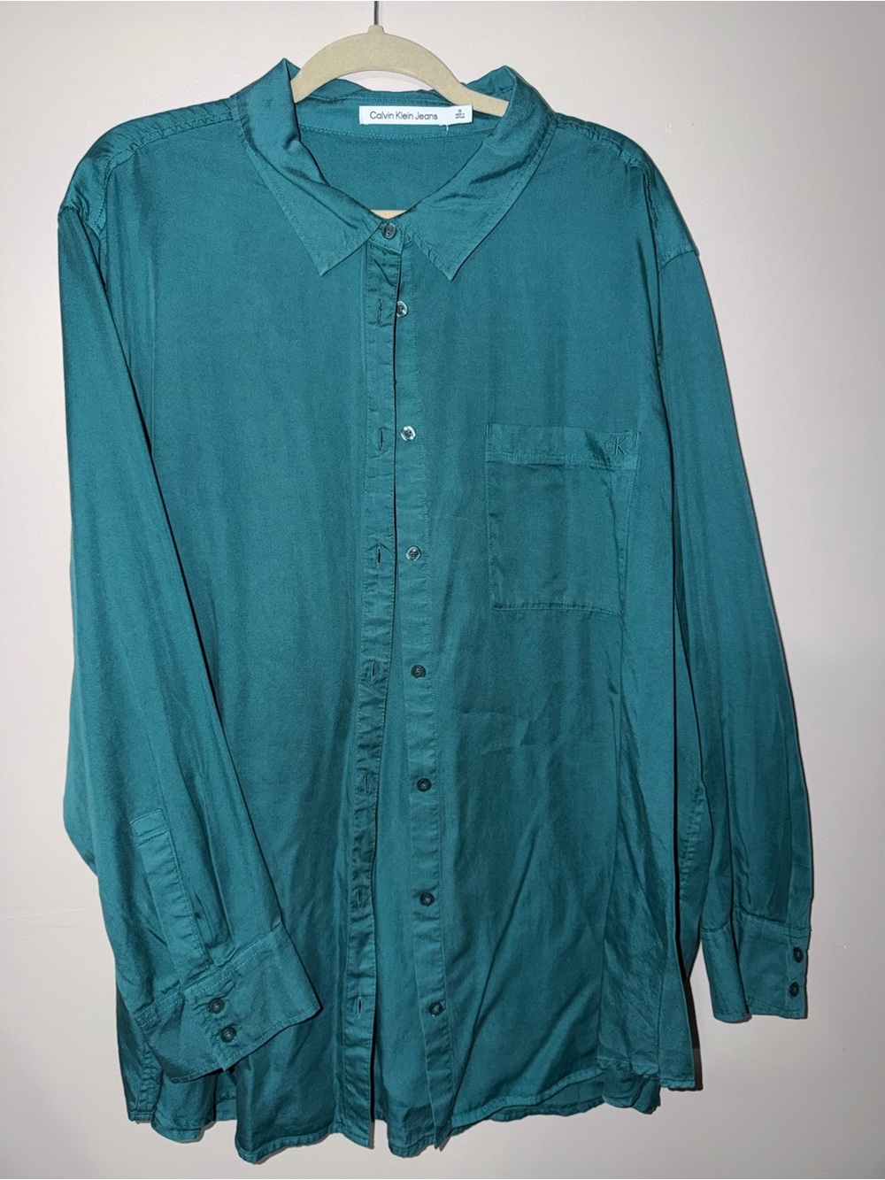 Calvin Klein Jeans Teal Long-Sleeve Button-Up Shirt